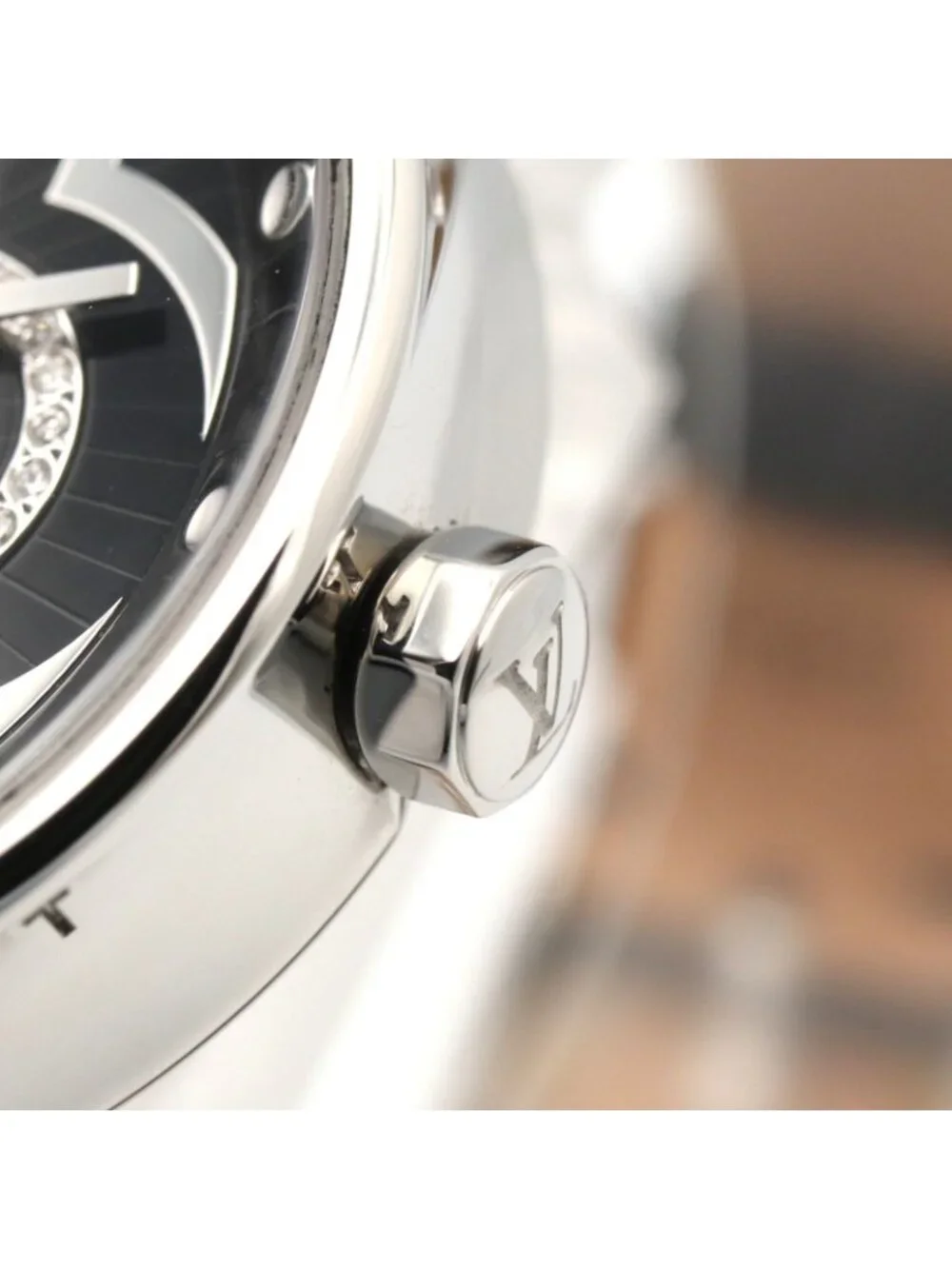 Louis Vuitton Watch Tambour Moon Divine 28 Black Stainless Steel